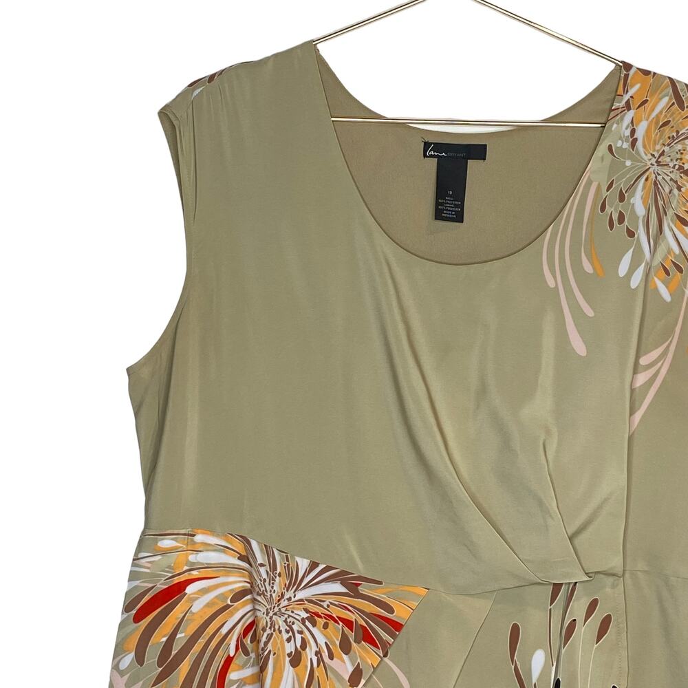 Lane Bryant Womens Size 18 Tan Dress Sleeveless Floral Printed Plus‎ Size - Picture 2 of 8